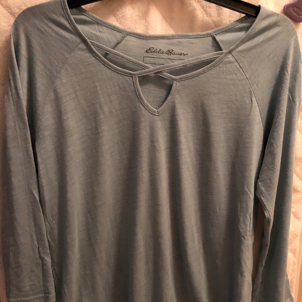 Eddie Bauer Top Womens cotton/modal size S light blue